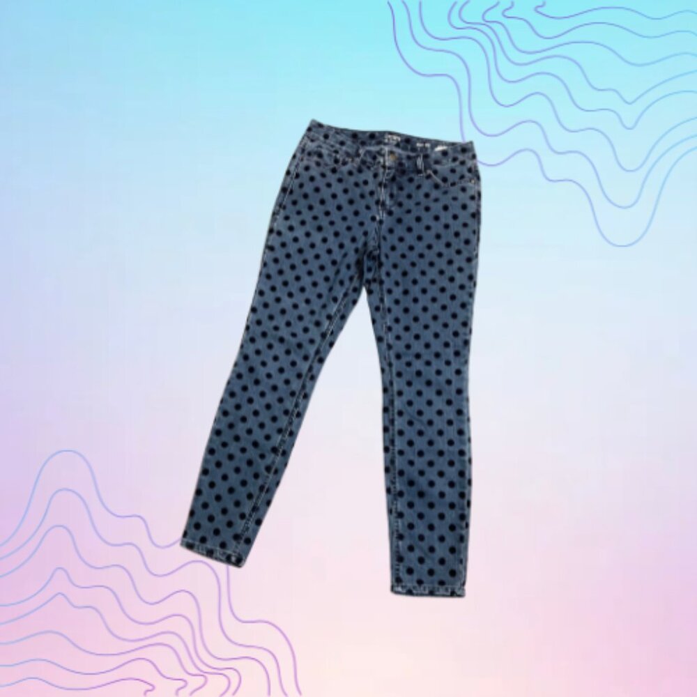 CROWN & IVY Polka Dot Jeans with Velvet Detail